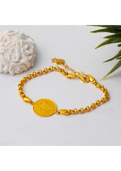 14 Ayar Doç Zincirli Reşat Yarım Altınlı Bileklik modelleri