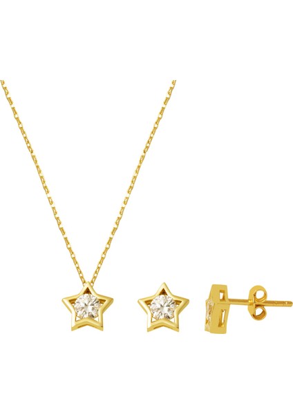 Yıldız Tasarım 14 Ayar Tek Taşlı Altın Set