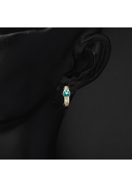 14 Ayar Mavi Papatyalı Altın Halka Çocuk Küpesi fiyatları