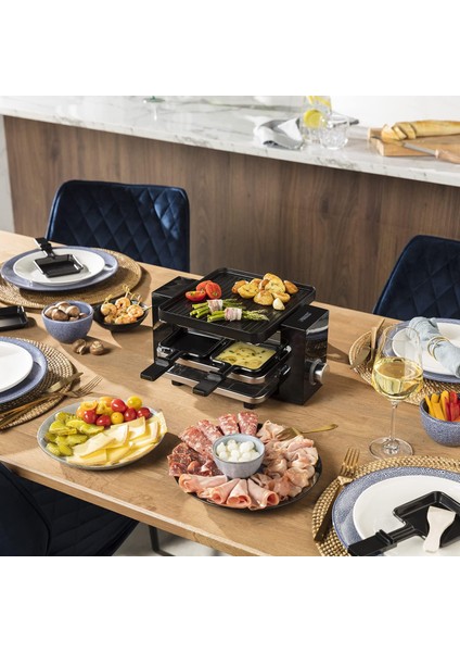 Piano 4 Çok Fonksiyonlu Raclette Izgara Siyah-4 KIŞILIK-700 W