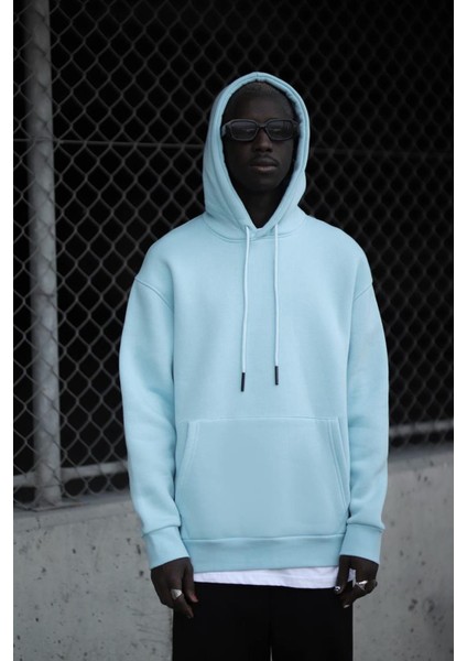 Kapşonlu 3 Iplik Kalın Içi Polarlı Oversize Kangru Cepli Erkek Sweatshirt