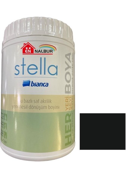 Bianca Stella 0800 Siyah Su Bazlı Saf Akrilik Boya 0,5 Litre