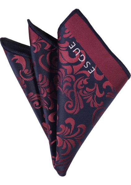 Bordo Lacivert Desenli Yaka Cep Mendili