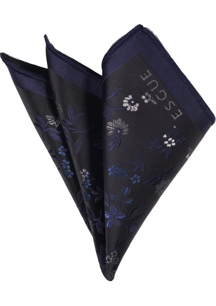 Siyah Lacivert Desenli Yaka Cep Mendili