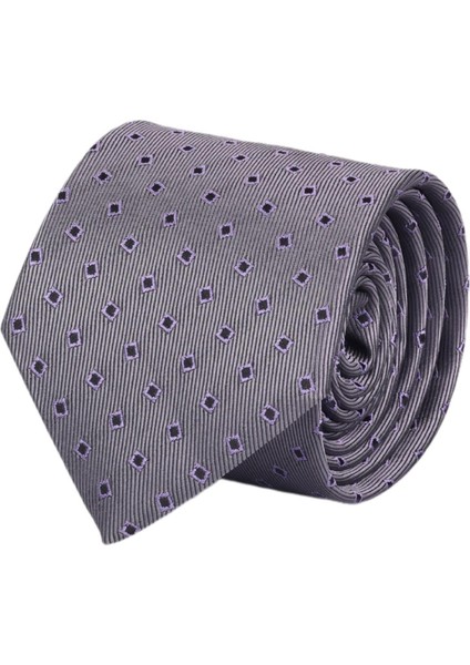 Hand Made 7.5 cm Füme Mor Desenli Kravat