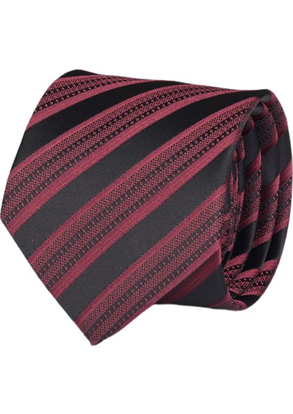 Hand Made 7.5 cm Bordo Siyah Çizgili Desen Kravat Mendil fiyatları