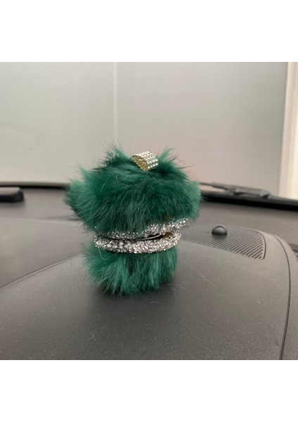 Kristal Taşlı Tüylü Sallanan Zıp Zıp Pufi Araç Içi Torpido Süsü Yeşil fiyatları