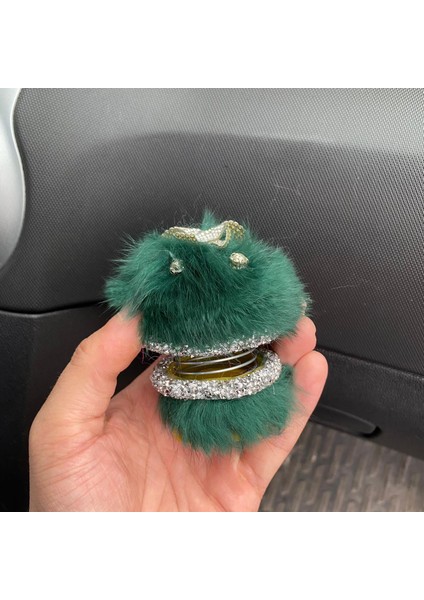Kristal Taşlı Tüylü Sallanan Zıp Zıp Pufi Araç Içi Torpido Süsü Yeşil modelleri