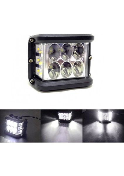 Off Road LED Projektör Çalışma Sis Lambası Beyaz 3 Modlu Beyaz Flashlı 12 Ledli ONP0524