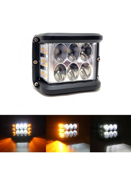 Off Road LED Projektör Çalışma Sis Lambası Beyaz 3 Modlu Turuncu Flashlı 12 Ledli ONP0525