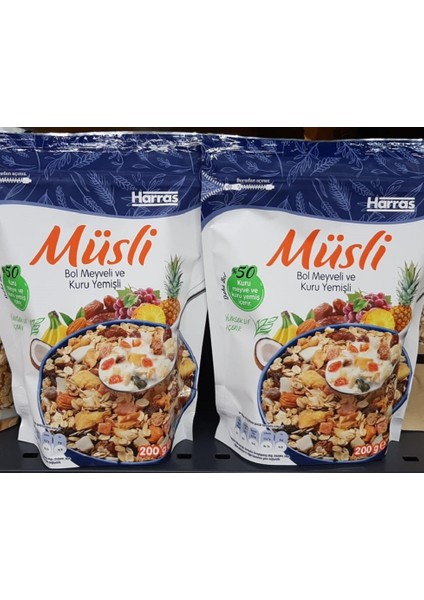 Müsli Bol Meyveli ve Kuru Yemişli 200 gr 2'li Paket