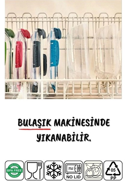 4'lü Master Kare Sızdırmaz Saklama Kabı 575/1075/1900/3200/5000 ml