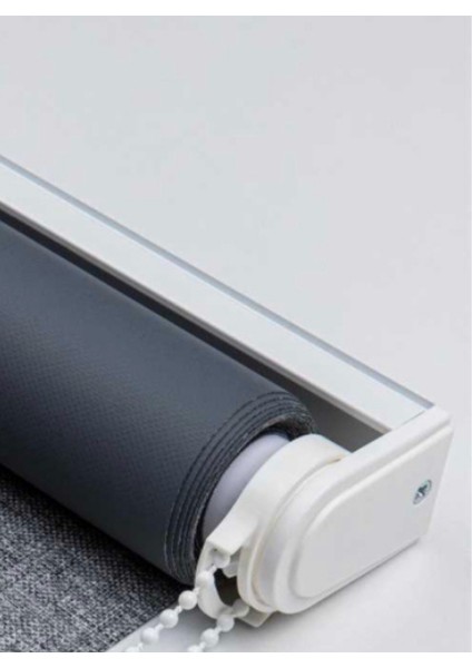 Dekoratif Keten Blackout Karartma Güneşlik Stor Perde Alüminyum Kasalı Yüksek Kaliteli - Antrasit indirimleri