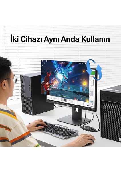 2 Giriş 1 Çıkış Veya 1 Giriş 2 Çıkış Çift Yönlü 4K@60Hz Displayport Switch fırsatları