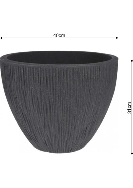 Lava Plastik Saksı Antrasit Çap 40 cm Yükseklik 31 cm