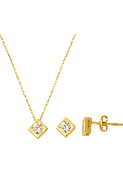 Kare Model Tektaşlı 14 Ayar Altın Set Takımı fiyatları