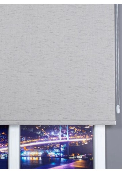 Dekoratif Keten Blackout Karartma Güneşlik Stor Perde Alüminyum Kasalı Yüksek Kaliteli - Gri