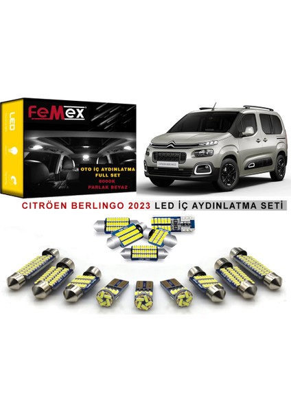 Citröen Berlingo 2023 Araçlar Için LED Iç Aydınlatma Ampul Seti Femex Parlak Beyaz