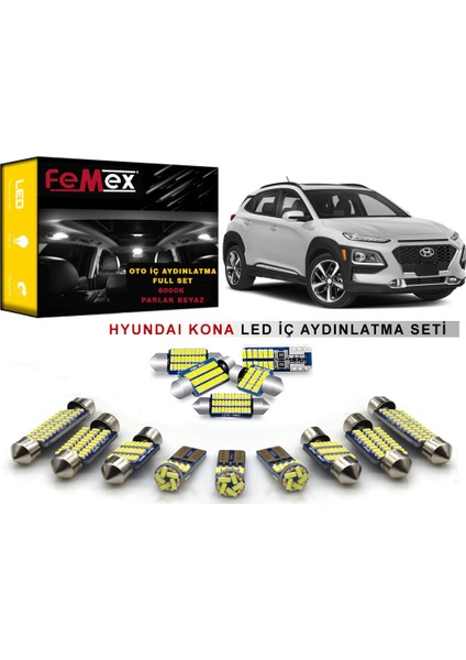 Hyundai Kona LED Iç Aydınlatma Ampul Seti Femex Parlak Beyaz