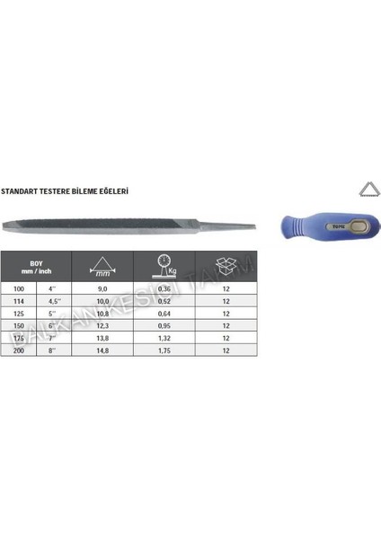 Tome Standart Testere Bileme Eğesi 100 mm