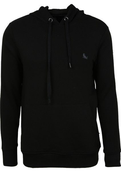 Kapüşon Yaka Siyah Erkek Sweatshırt TC2910BASKILI