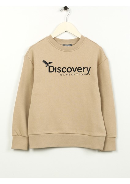 Discovery Expedition Baskılı Erkek Bej Sweatshırt D3WB-SWT29