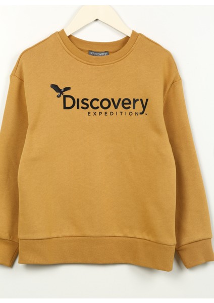 Discovery Expedition Baskılı Erkek Hardal Sweatshırt D3WB-SWT29