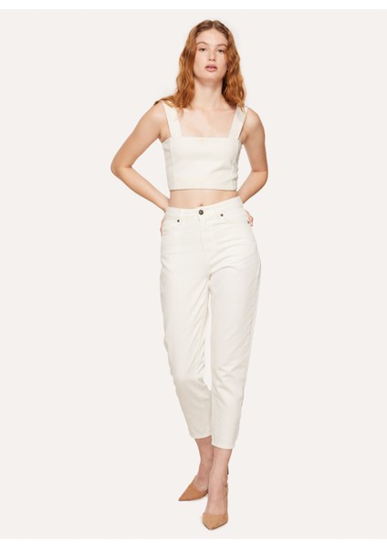 Yüksek Bel Boru Paça Regular Fit Beyaz Kadın Denim Pantolon B3WL-PNT-8 fiyatları