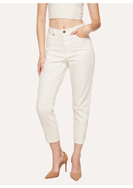 Yüksek Bel Boru Paça Regular Fit Beyaz Kadın Denim Pantolon B3WL-PNT-8 modelleri