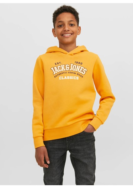 Jack & Jones Baskılı Erkek Çocuk Sarı Sweatshırt Jjelogo Sweat Hood 2 Col 22/23 Noos