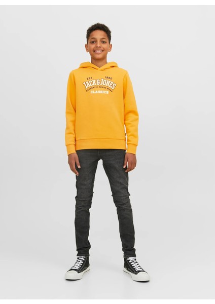 Jack & Jones Baskılı Erkek Çocuk Sarı Sweatshırt Jjelogo Sweat Hood 2 Col 22/23 Noos