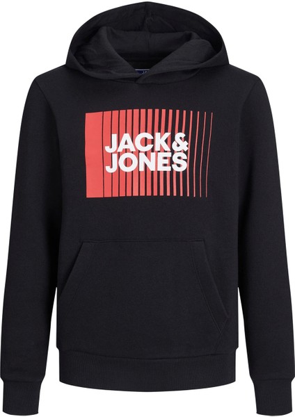 Baskılı Erkek Çocuk Siyah Sweatshırt Jjecorp Logo Sweat Hood Play Noos J modelleri