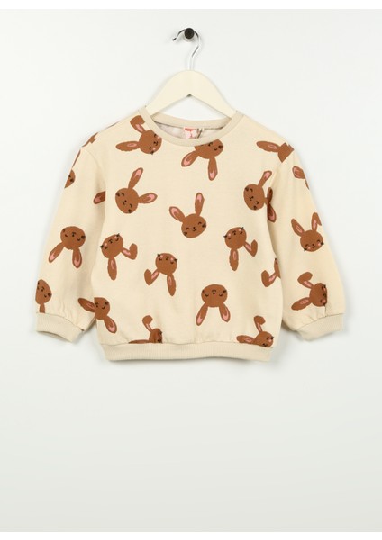 Baskılı Kadın Kahve - Bej Sweatshırt 4WMG10144AK - Toddler