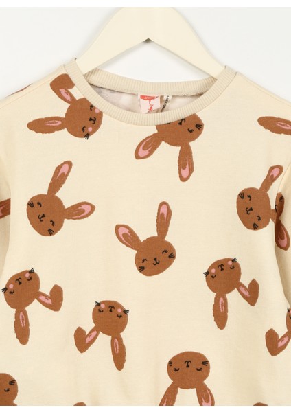 Baskılı Kadın Kahve - Bej Sweatshırt 4WMG10144AK - Toddler modelleri