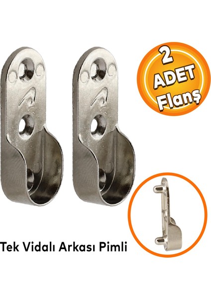 Boru Askı Flanşı Oval Dolap İçi Boru Sabitleme Kıyafet Elbise Askı Flanş Aparatı Krom 45 mm (2 Adet)