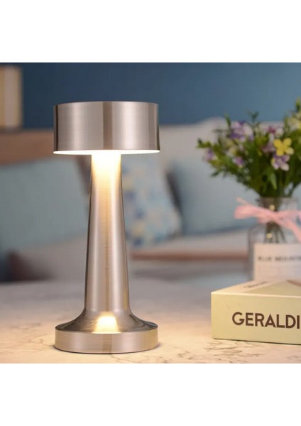 HL-007S Dekoratif Metal Gümüş Kablosuz Lambası Ledli 5V 3renk