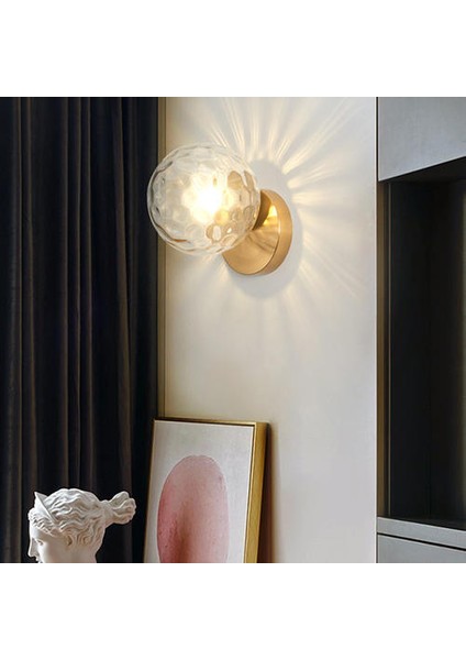 Nordic LED Duvar Ay Lambası Demir Modern Dekoratif Merdiven LED Işık Ev Başucu Yuvarlak Cam Duvar Işıkları Ahşap Applique Murale E27 (J) (Yurt Dışından)