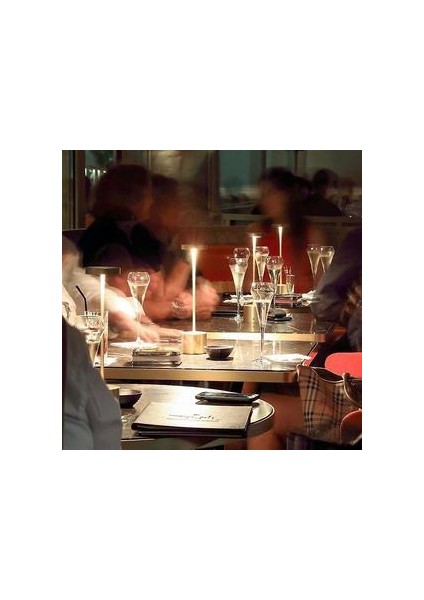 LED Bar Masa Lambaları Modern Restoran Yemeği Standı Işık Fikstür Şarj Edilebilir Taşınabilir Pil Masası Lamba Yemek Odası Ev Dekorasyonu (Gümüş) (Yurt Dışından)