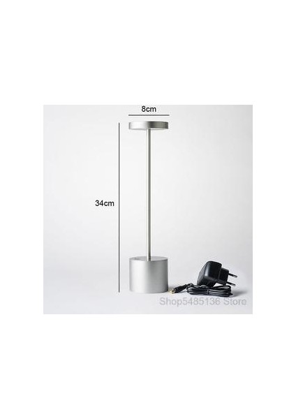 LED Bar Masa Lambaları Modern Restoran Yemeği Standı Işık Fikstür Şarj Edilebilir Taşınabilir Pil Masası Lamba Yemek Odası Ev Dekorasyonu (Gümüş) (Yurt Dışından)