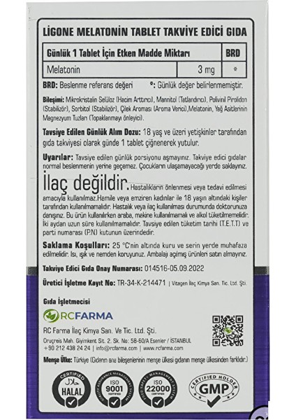 3 mg Melatonin 90 Çiğneme Tableti