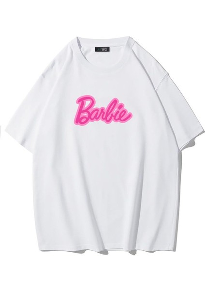 Unisex Oversize Barbie Yazılı T-Shirt