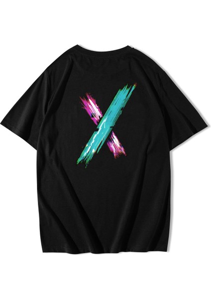 Unisex Oversize Arka Baskılı Electric x Logo T-Shirt