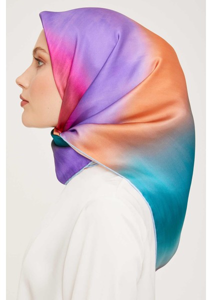 Deniz Mavisi Degrade Geçişli Tivil İpek Eşarp 9051 - 19 modelleri