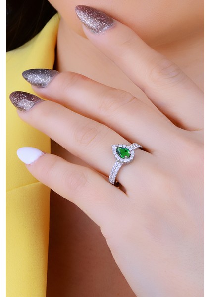 925 Ayar Gümüş Salkım 2 Sıra Yeşil Damla Su Yolu kadın Düğün Set indirimleri