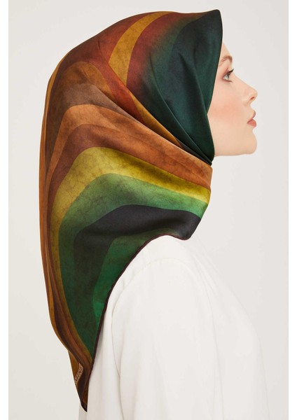 Yeşil Desenli Tivil Ipek Eşarp 9021-36 fiyatları