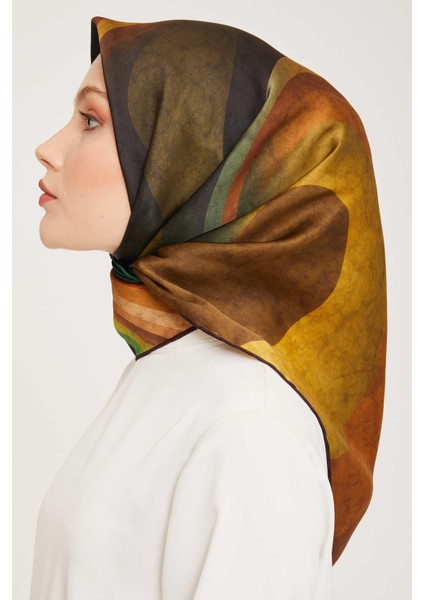 Yeşil Desenli Tivil Ipek Eşarp 9021-36 modelleri