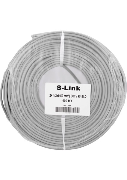 Life Teknoloji S-Link SL-CT2100 2x 0.50MM 100 Metre 2+1 Folyolu Lüks Cctv Güvenlik Kablo  (16X0.18 Ccd)