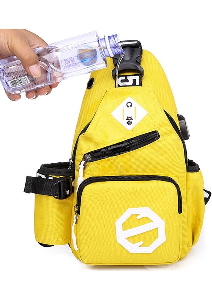 Kanvas Gündelik Çizilmez Su Geçirmez Anti-Yüksek Sıcaklık Nefes Alabilir Kulaklık Deliği USB Şarj Askılı Çantaya Bağlanabilir (Yurt Dışından)
