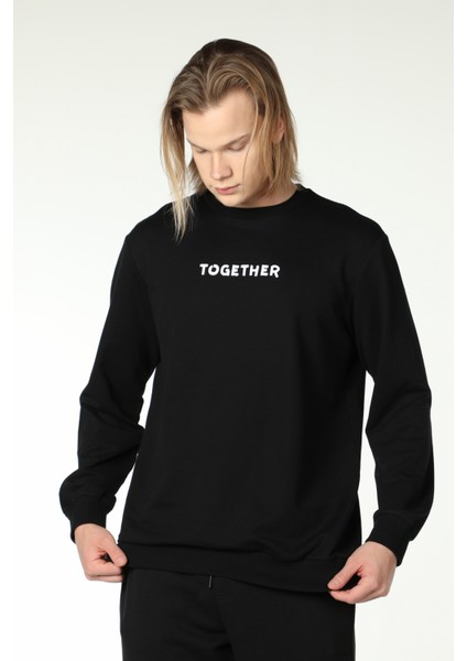 Erkek Baskılı Sweatshirt Siyah fiyatları