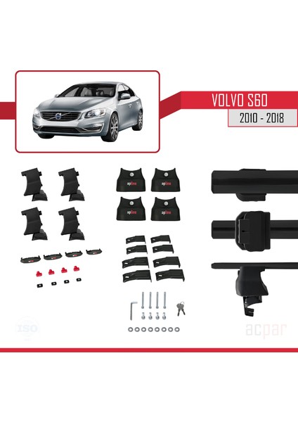 Volvo S60 2010-2018 Arası ile Uyumlu Ace-4 Ara Atkı Tavan Barı Siyah